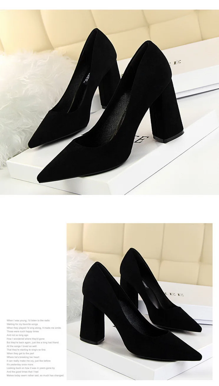 Bigtree/обувь; коллекция года; сезон весна; классические туфли-лодочки; модная свадебная обувь; Цвет Черный; женская обувь на высоком квадратном каблуке; пикантная обувь для вечеринок