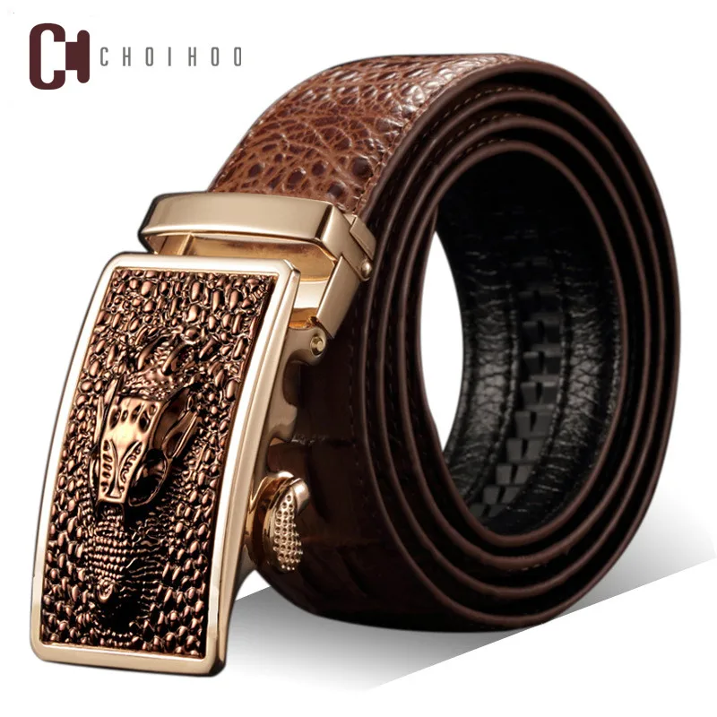 

Designer Belts Men High Quality Male Genuine Leather Strap Luxury Famous Brand Logo Crocodile Silver Gold Ceinture Homme 252