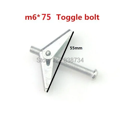 10pcs m6*75 spring wing toggle anchor with zinc plated toggle boltbolt