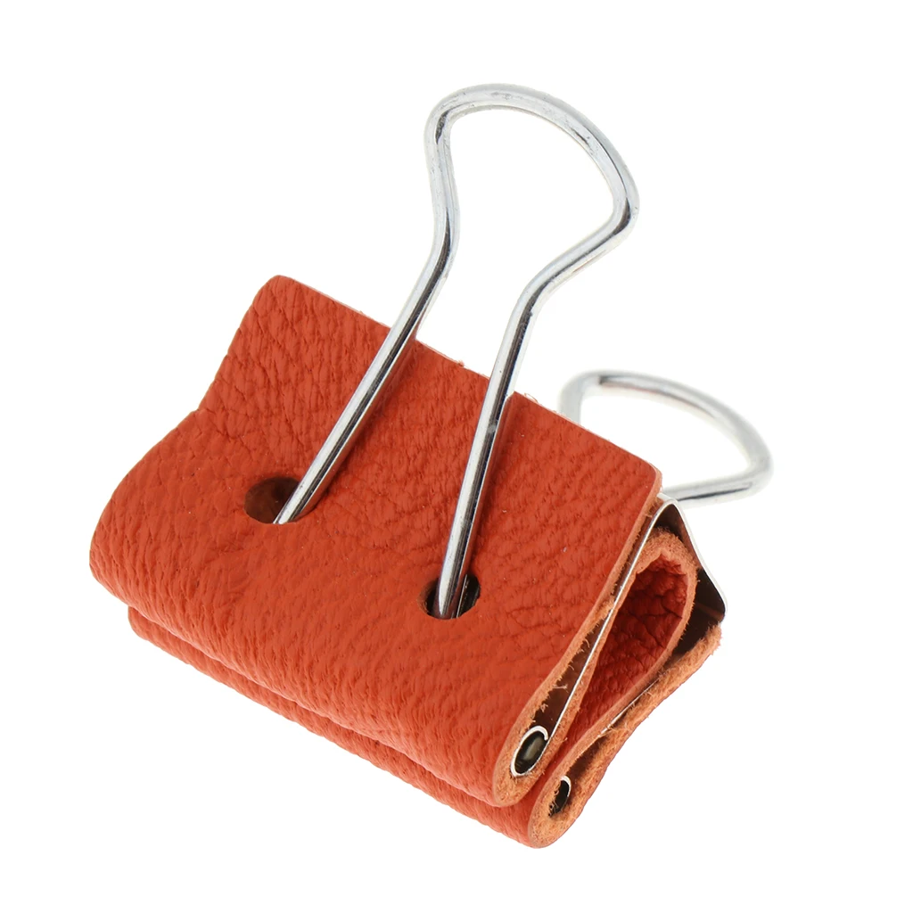 Stainless Steel Office File Ticket Paper Binder Clips with Leather Covered