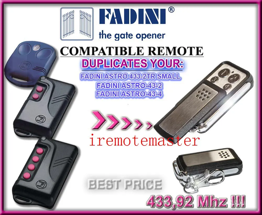 

FADINI remote ASTRO 433-2TR SMALL, ASTRO-43-2,ASTRO-43-4 replacement remote