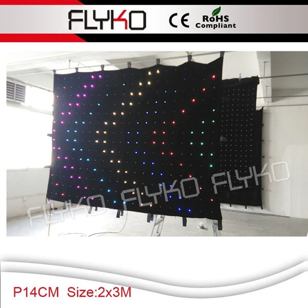 Free shipping 2m by 3m P140MM Flexible indoor led video curtain with PC controller LED Backdrops for wedding nightclub |
