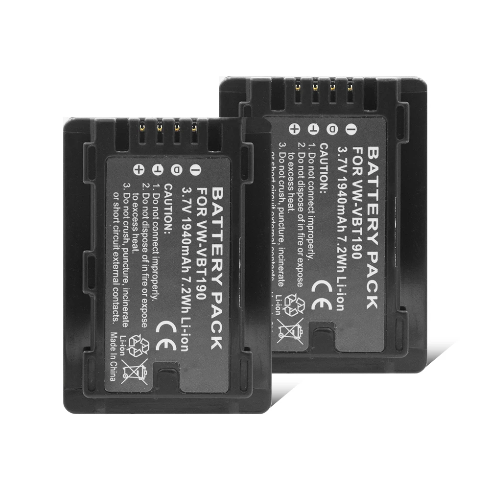 Перезаряжаемые Цифровые Батареи VW-VBT190 Камера Батарея для Panasoni HC-VXF999 VXF990 VX980 VX1K VX981 HC-W570 HC-W580 HC-W850