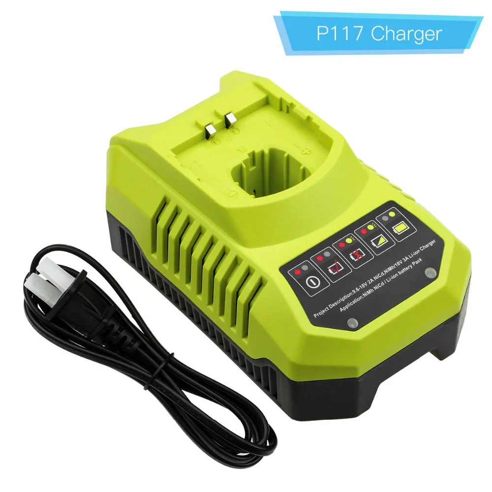 

P117 Charger for Ryobi 18V 14.4V 12V 9.6V Li-ion NiCD NiMH Battery One+P100 P108