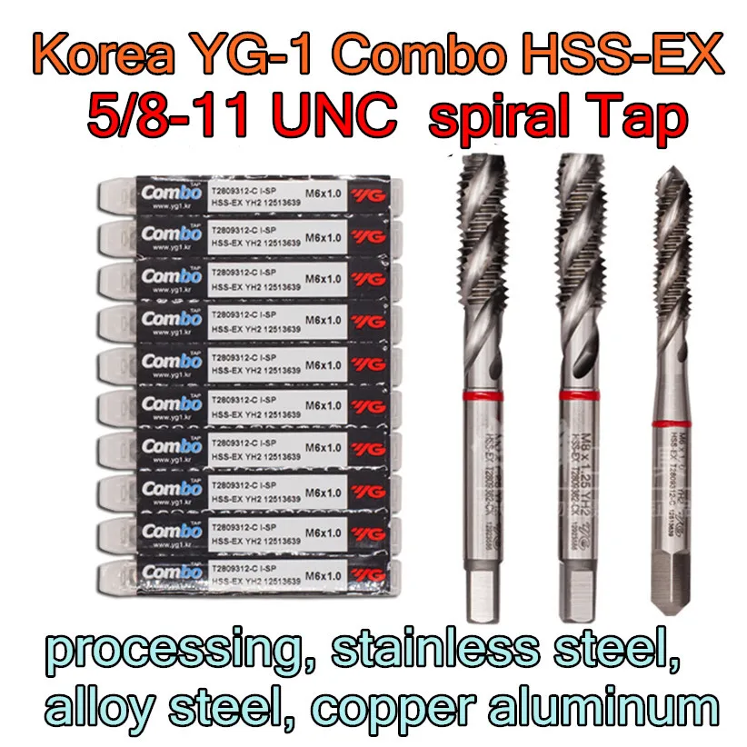 5/8 11 UNC=1pcs Korea YG 1 Combo HSS EX spiral tap processing