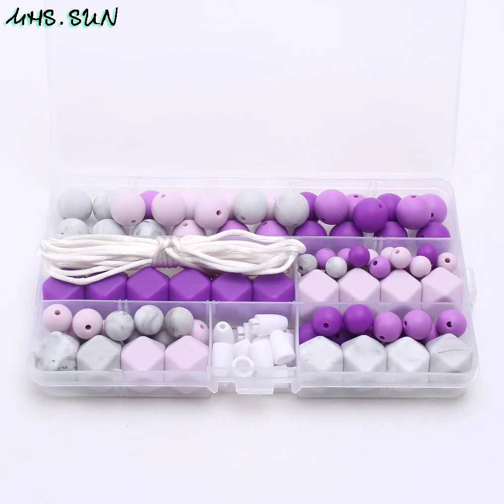 

MHS.SUN Fashion Silicone Beads DIY Set For Baby Chew Teether Nursing Necklace Safe Teething Beads Set Unfinished Beads Kits