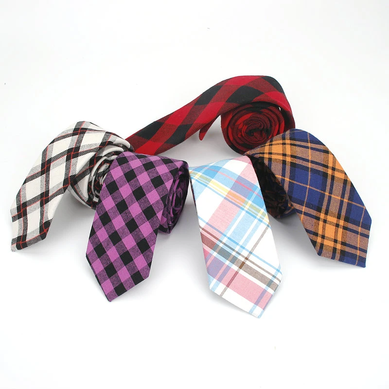 Mens Necktie Checks Ties Cotton Formal Business Skinny Slim Narrow Tie 6CM Mens Necktie Checks Ties Cotton Formal Business Skinny Slim Narrow Tie 6CM