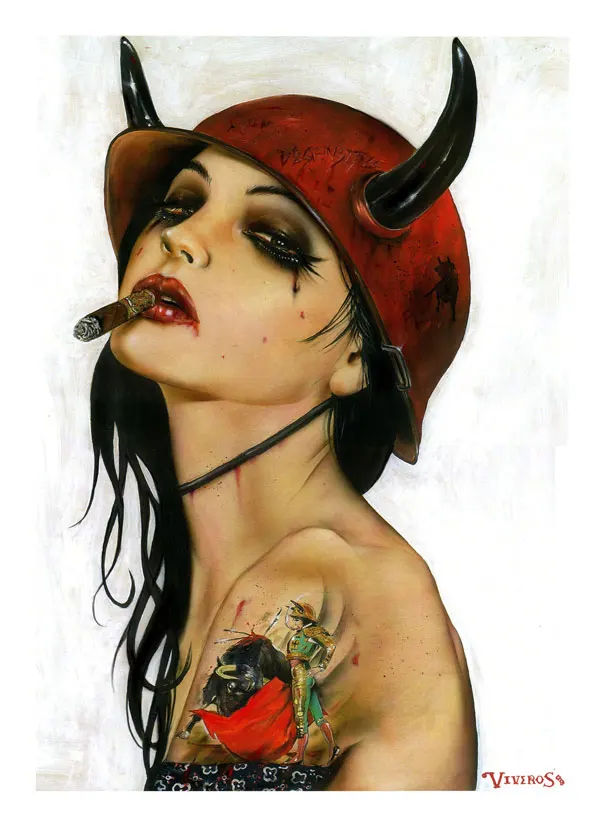 

Hand-painted Erotic Smoking Red lip Sexy Girl oil Paintings Reproductions on Canvas of Brian M. Viveros The picture on the wall