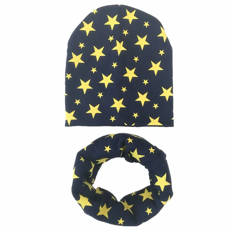 new cotton sewing ending star scarf hat boys girls children caps winter warm kids hats infant collars suits sets unisex beanies