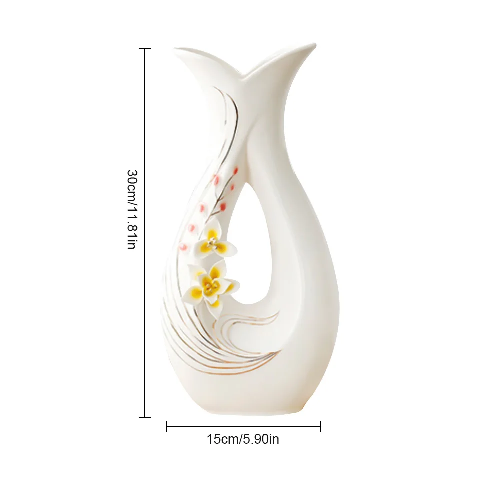 Инновационные белая керамическая ваза гостиная аксессуары свежие сушеные цветы Организатор ТВ шкаф обеденный стол керамические украшения
