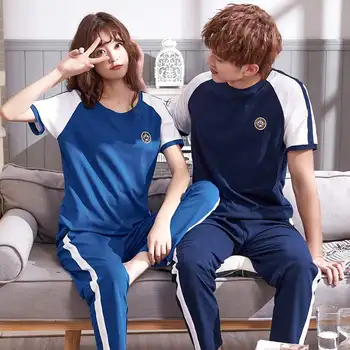 

ladies pajamas summer sleepwear Young couple pajamas set Short-sleeved trousers pyjamas Men