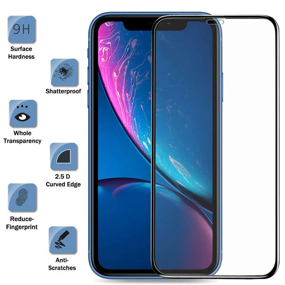 X XS закаленное стекло для iPhone 9H Полное покрытие экрана Взрывозащищенная защитная