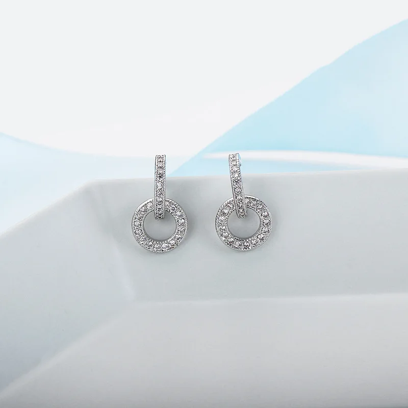 

Jewelry & Accessories Fashion Jewelry,Earrings, Stud Earrings,S925 silver stud with zircon round stud earrings