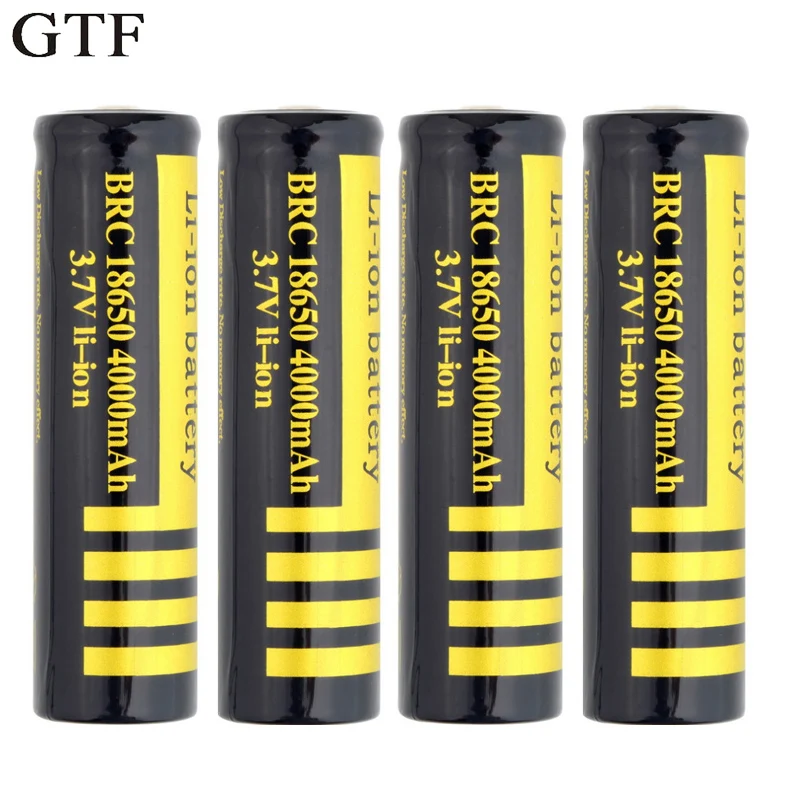 BRC 18650 Battery 3.7V 4000mAh Li-ion Rechargeable Low Drain Batteries for Torch 