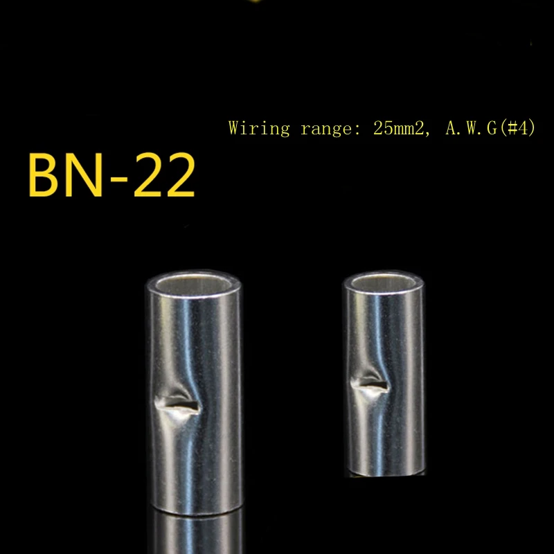 

2PCS BN22 middle bare end cold press terminal block connection pipe butt type copper pipe