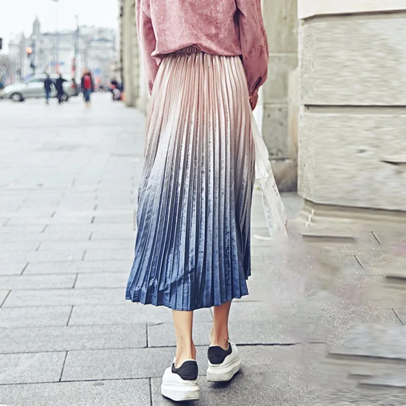 Женская Плиссированная Юбка миди с высокой талией и принтом|velvet skirt|fashion skirtskirt