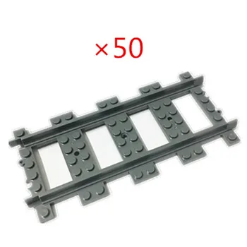 

50-100 Pcs/lot City Trene Train Track Rail Trains Straight Rails Building Blocks Set Bricks Model Kids Toys