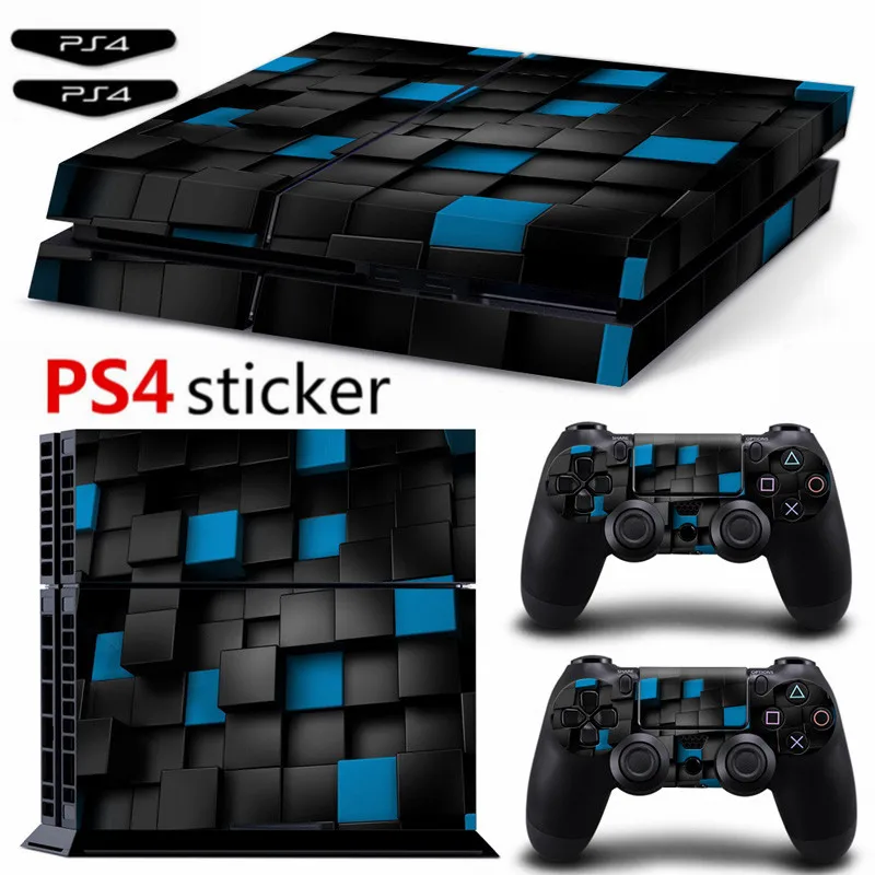 

Blue and Black Square Ps4 Sticker Vinyl Cover Decal PS4 Skin for PS4 Console and 2 Controllers
