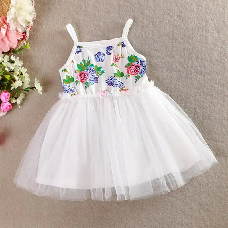 

Hot New Baby Kid Girls Floral Dress Tulle Braces  Tutu Dress Sundress Yellow White