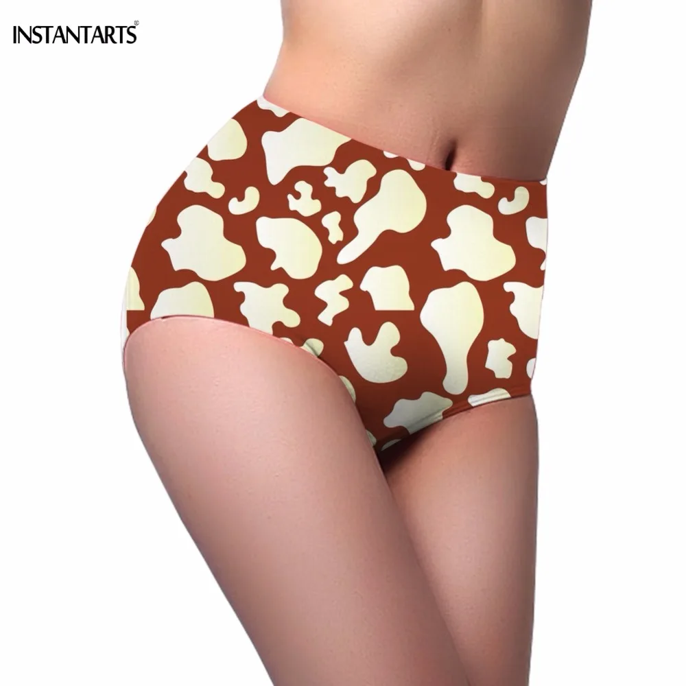 INSTANTARTS Chocolate and Milk Cow Pattern Woman Swimming Trunks High Waist Bikini Bottom Bathing Beach Swimsuits Sports Shorts | Спорт и