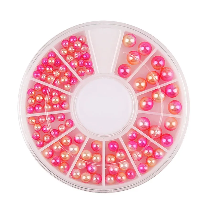 

2017 * 1 Box 3D Nail Art Caviar Beads Charm Pearl Rhinestone wheel