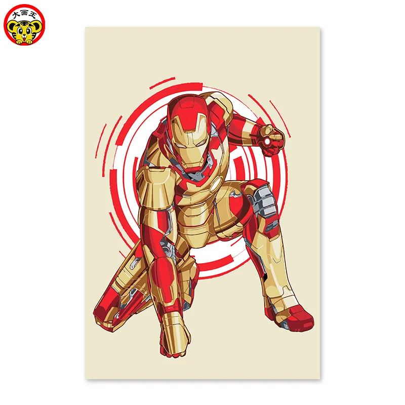 Мультфильм мультфильмы, DIY Цифровая живопись, украшения комнаты, Железный человек мисс классический Храбрый
