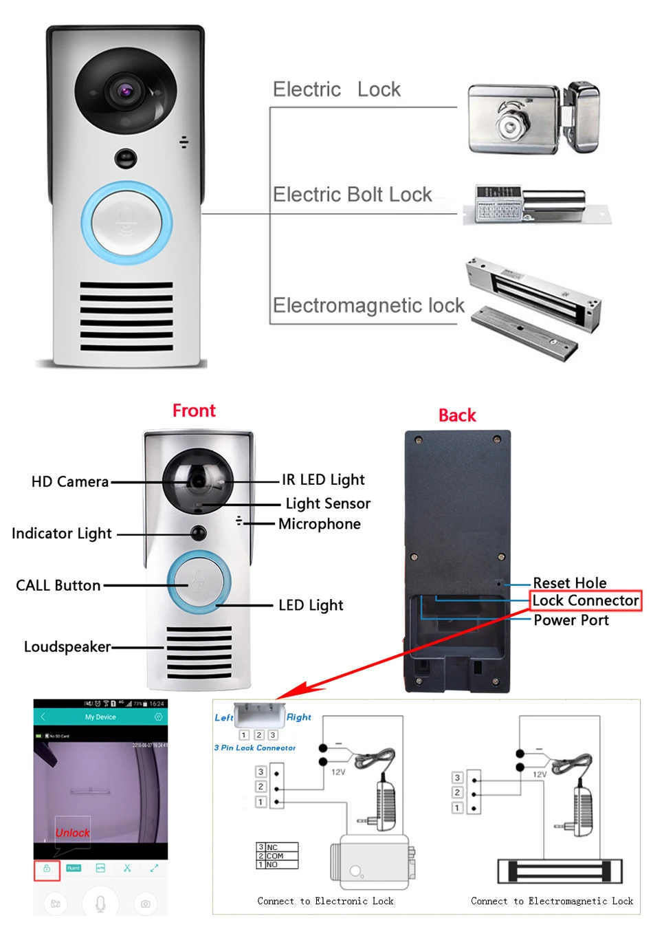 WiFi умный беспроводной дверной звонок безопасности HD 720P визуальный домофон Запись Видео дверной телефон Удаленный домашний мониторинг ночное видение