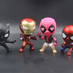 Marvel Мстители паук Ironman Черная пантера Дэдпул Kawaii Модель Фигура Игрушки