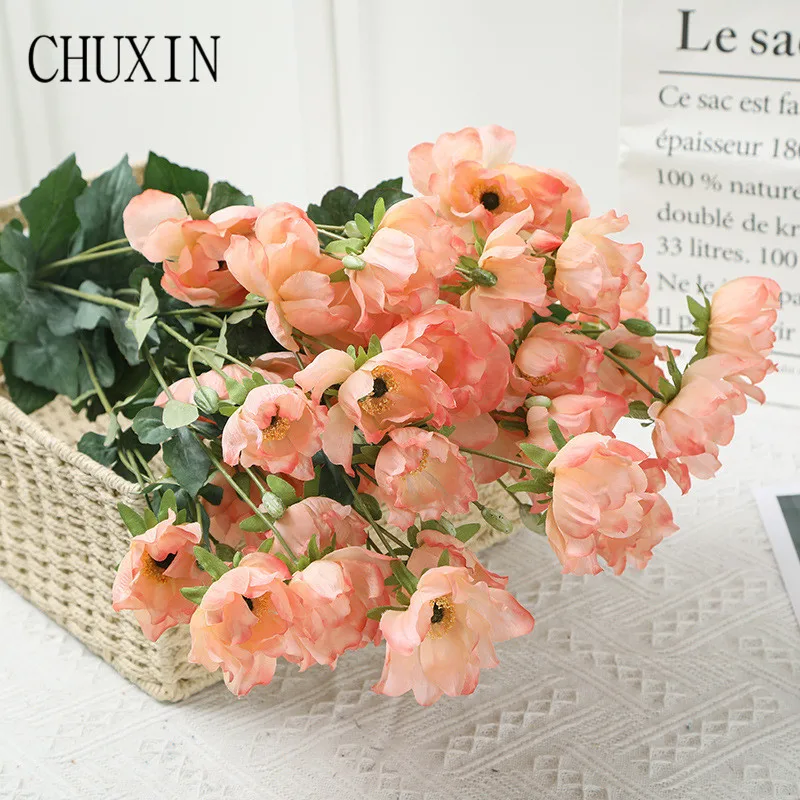 

Simulation anemone grass pattern rose silk artificial flower for For wedding decoration plant wall garden home decor