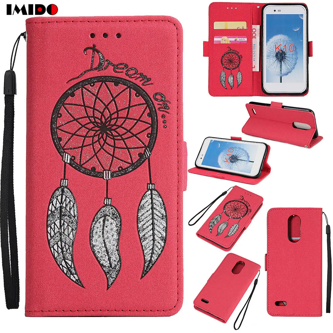 

IMIDO Flip Leather Phone Case For LG K10 K8 2017 G5 G6 Luxury Glitter Wind Chimes Wallet Card Stand Holder Back Cover Coque Capa