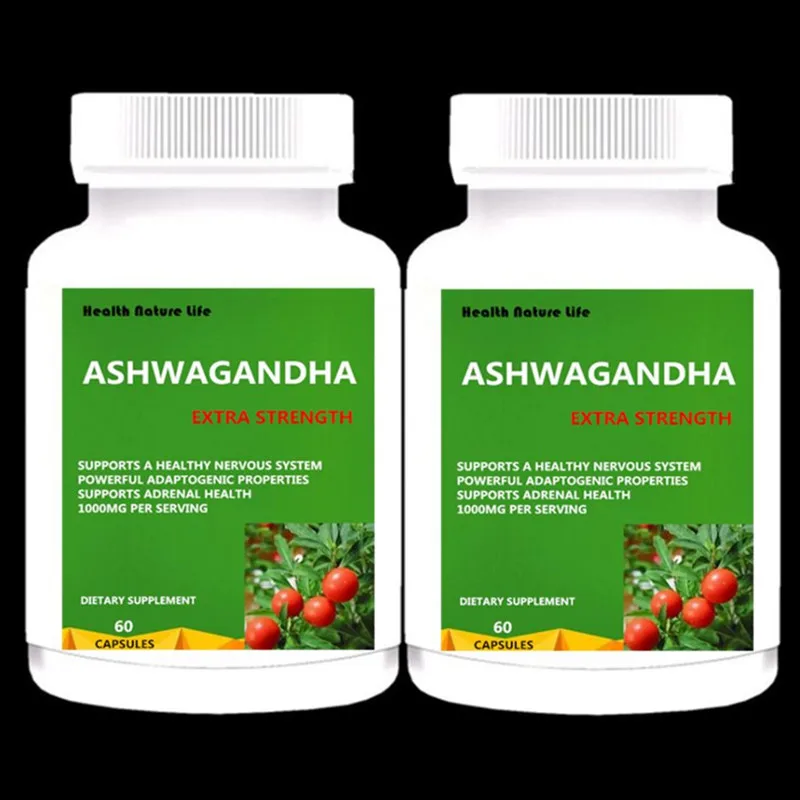 Органическая Ashwagandha 1000 мг добавка для снятия стресса поддержки беспокойства и