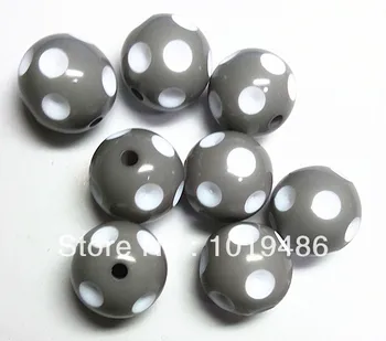 

100PCS/Lot Gray Color 20MM Acrylic Polka Dot Beads, Acrylic Round Chunky Beads for Chunky Necklace Jewelry