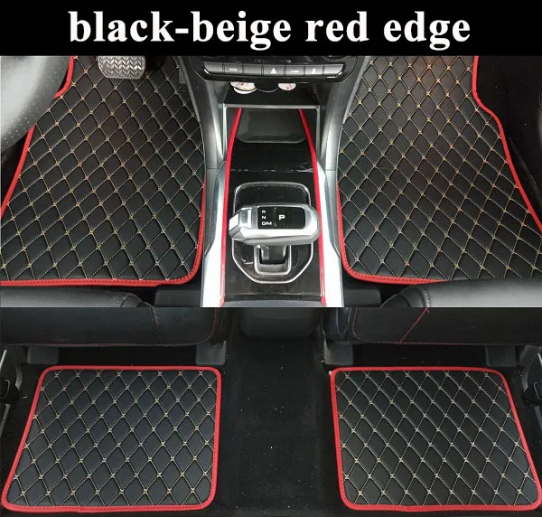 Автомобильные коврики универсальные для mercedes c class w203 w205 w201 w202 c180 c43 amg c63 w204 автомобильные кожаные водонепроницаемые коврики ковер - Название цвета: Black beige red edge