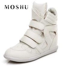 Winter Women Casual Shoes Hidden Wedges Sneakers Canvas Shoes Ladies Ankle Boots Shoes For Women High Top Hook & Loop 35-41