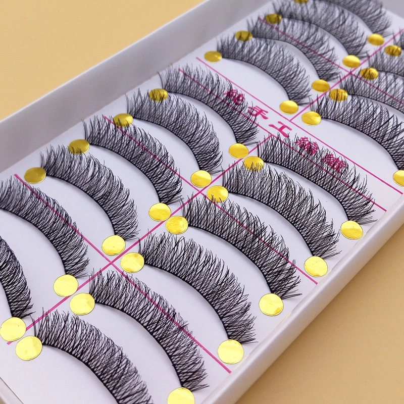 

YOKPN 10pairs Naturally False Eyelashes Comfortable Thick Cotton Terrier Cross False Eyelashes Handmade Natural False Eyelashes
