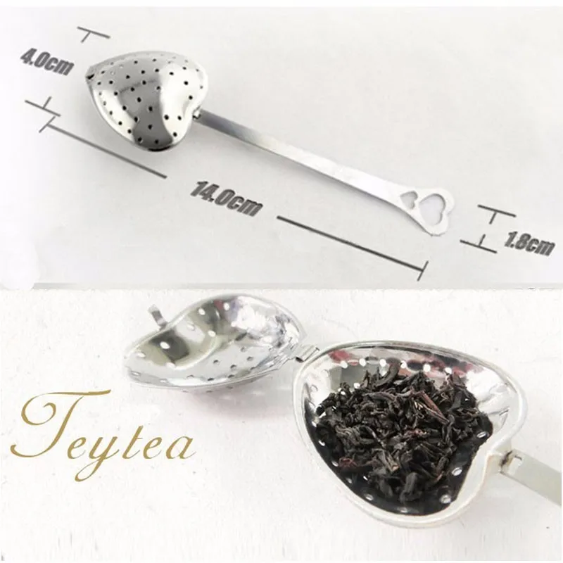 1pcs Tea  Strainer Spoon Colander Heart Shape Stainless Steel Strainer Infuser Filter Spice Ball Spoon Kitchen Tool (9)
