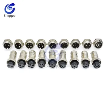 

1set GX12 GX16 2/3/4/5/6/7/8/9/10 Pin Male+Female 16mm Circular Aviation Socket Plug Wire Panel Connector with Plastic Cap