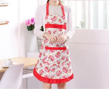 

DHL 100pcs Bowknot Flower Pattern Apron Woman Adult Bibs Home Cooking Baking Coffee Shop Cleaning Aprons Kitchen Accessories