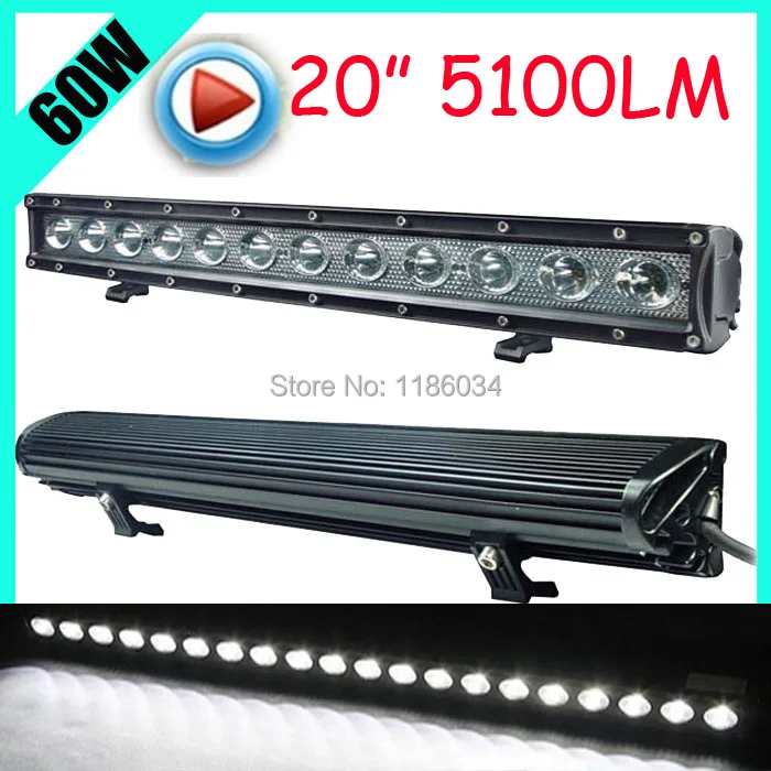 Free DHL ship!1pcs/set 20inch 60W 5100LM 10~30V 6500K LED working bar Boat Bridge Truck SUV Offroad car troops black!30W 90W! | Автомобили