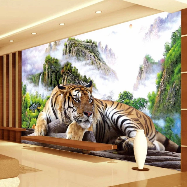 Pôster de tigre 3D, mural de decoração de parede, papel de parede