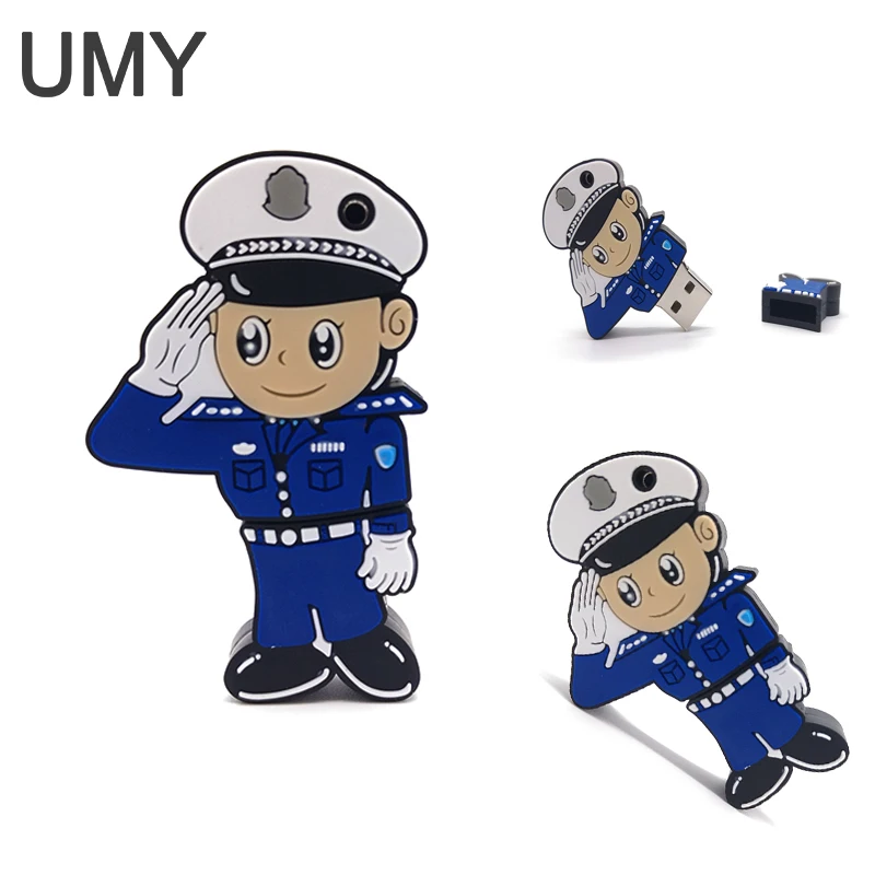 

Pen Drive 4GB 8GB 16GB 32GB 64GB Memory Stick Cute Police Model Pendrive Real Capacity Memoria Card Personalized USB Flash Drive