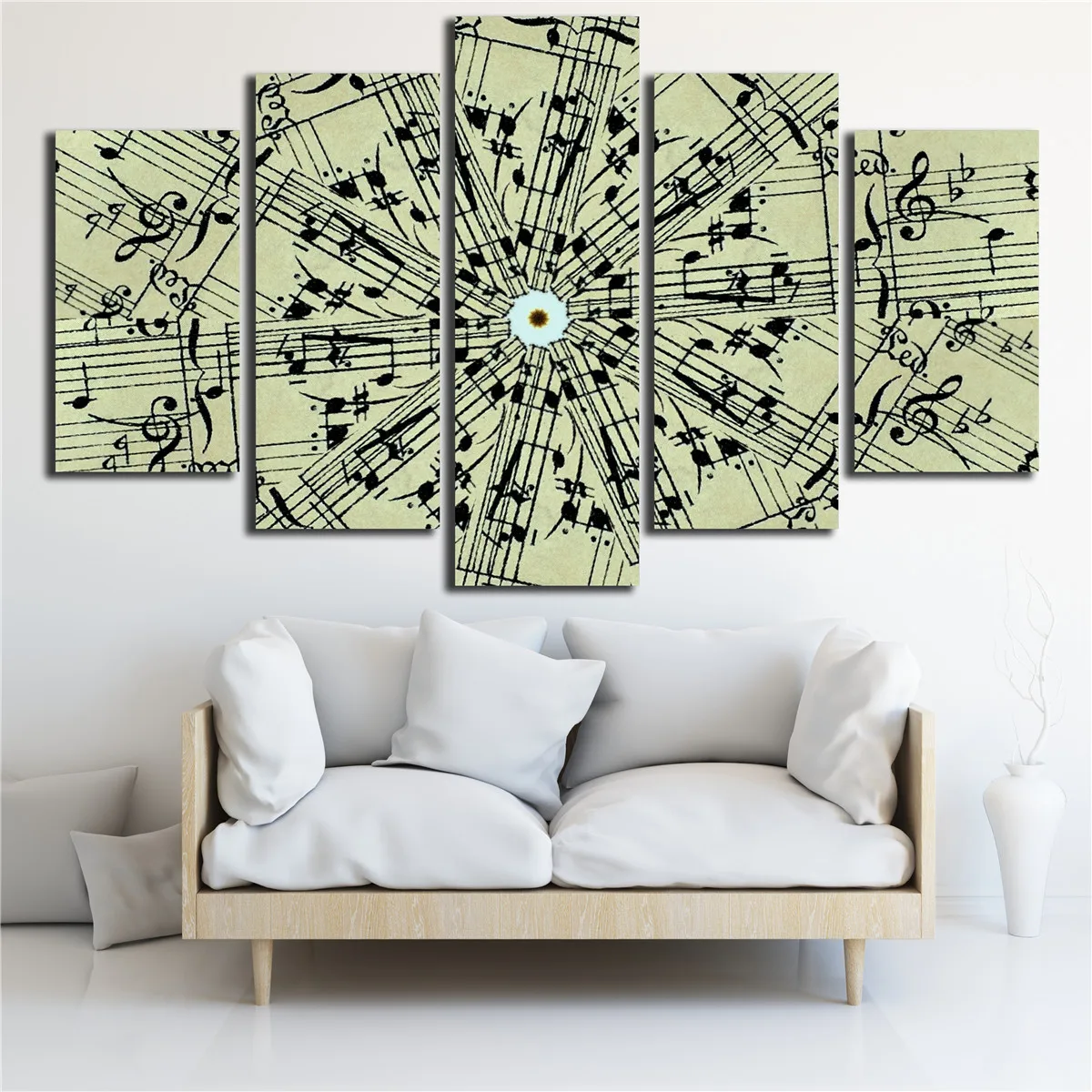 HD Printed 5 Piece Canvas Art Music Score Painting Modular Wall