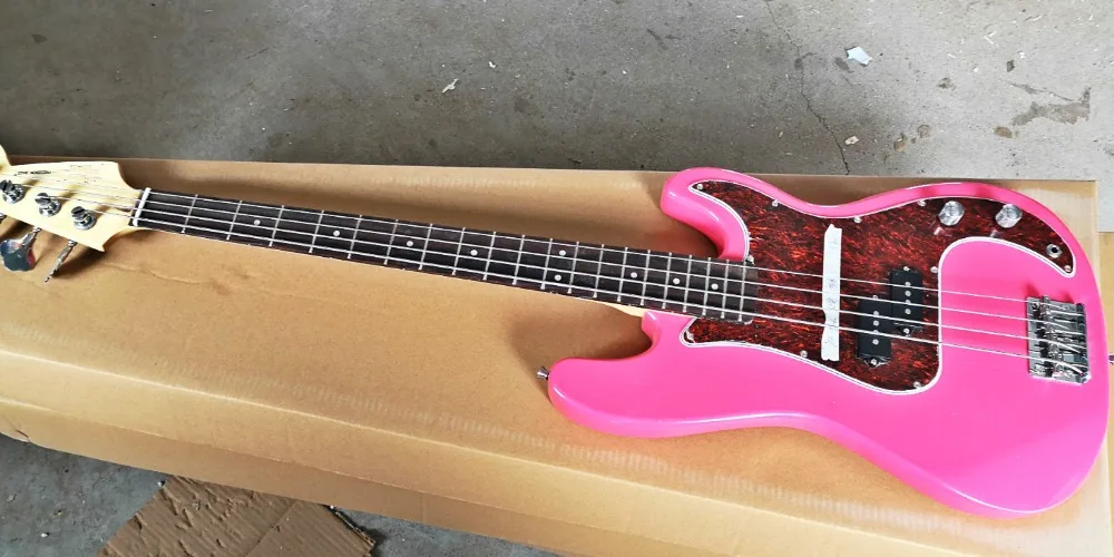 Высокое качество FDPB-6007 розовый цвет красный матовый корпус Твердый корпус палисандр гриф 4 струны четкие басы гитара