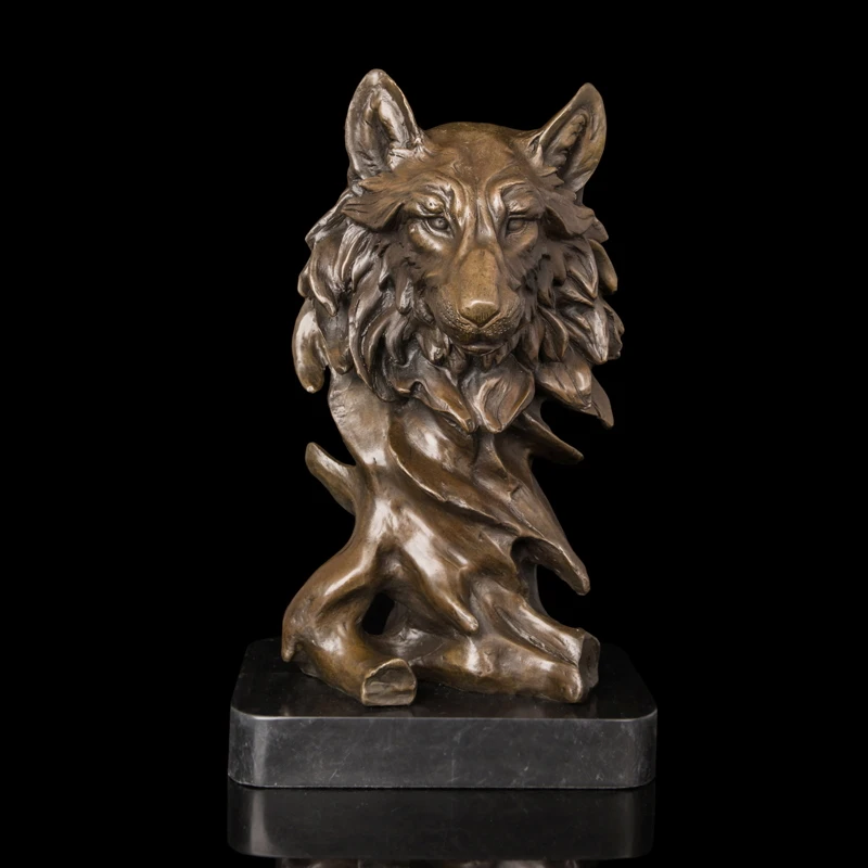 

Arts Crafts Copper Modern Sculpture High Quality Bronze sculptures Wolf Heads statue Artwork Office and Hotel Decor CZW-131