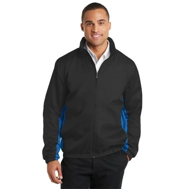 Port Authority J330 Core Colorblock Wind Jacket Black & Imperial Blue - Large