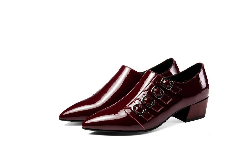 Grueso Oxford L12 Oficina Metal Tinto Hebillas Tamaño Vaca De Bombas Cuero Lenkisen Señora Punta Med Cremallera Zapatos Negro Decoración vino Gran Tacones Y4txSwq