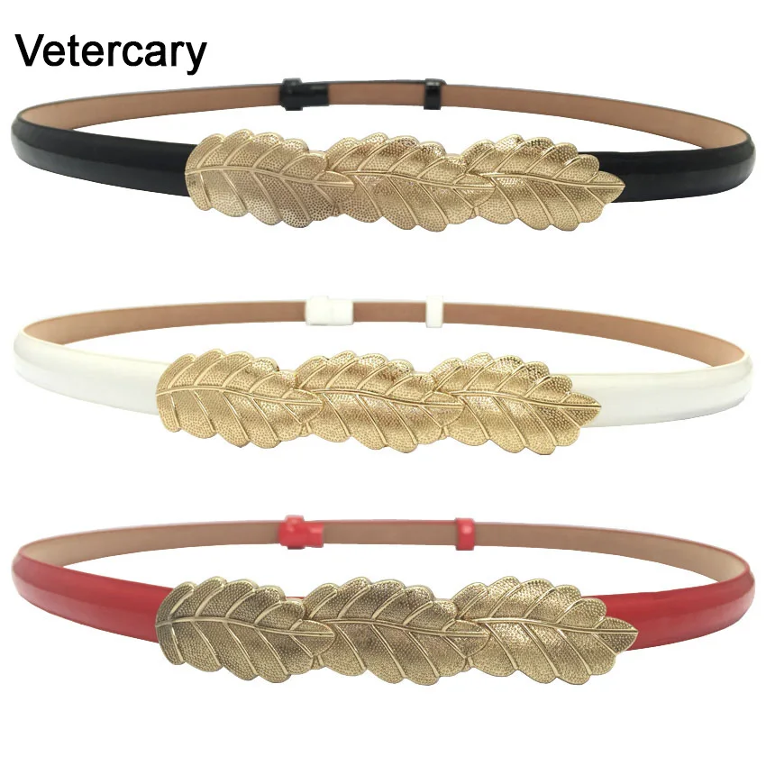 Gold buckle Luxury Leaf Belt For Dress Waistband Metal leaves alloy