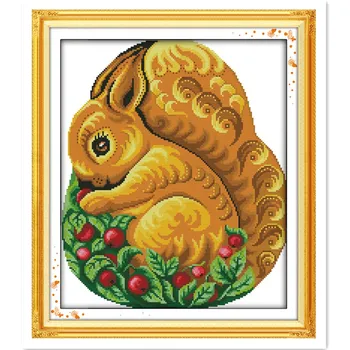 

A little squirrel 11CT Printed On Canvas Embroidery Cross Sets DIY Set Cross-stitch Chinese Counted Cross Stitch Patterns Kits