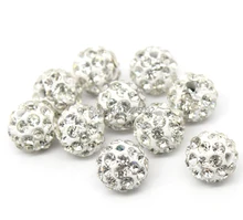 50Pcs White Pave Rhinestone Round Polymer Clay Ball Spacers Beads Jewelry Making Charms Findings Wholesales 10mm(3/8 50Pcs White Pave Rhinestone Round Polymer Clay Ball Spacers Beads Jewelry Making Charms Findings Wholesales 10mm(3/8