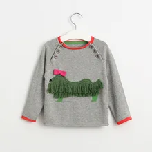 New Autumn Kids Girls Tassel Dog Sweaters 2016 Baby Girls Knit Cartoon Pullover Babies Wool Blends Bow Jumper Tops kids clothes